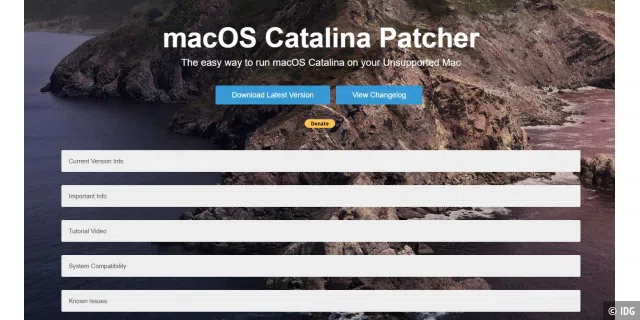 Downloadseite des macOS Catalina Patcher