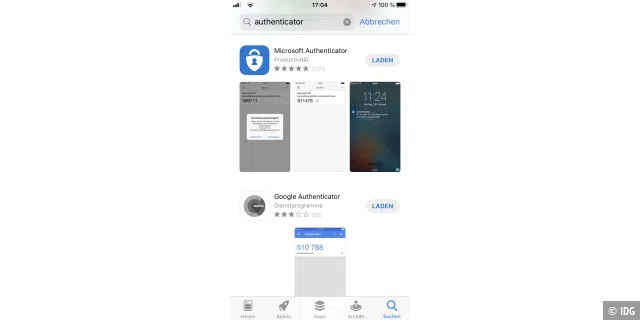 Im App Store findet man eine sehr lange Liste mit Apps für die Zwei-Faktor-Authentifizierung.
