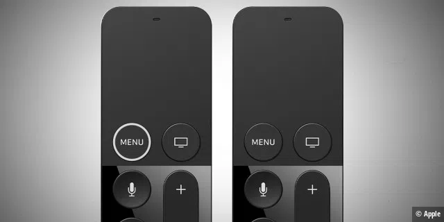 Der weiße Kreis um den Menü-Button ist nur bei der Fernbedienung für das Apple TV 4K.