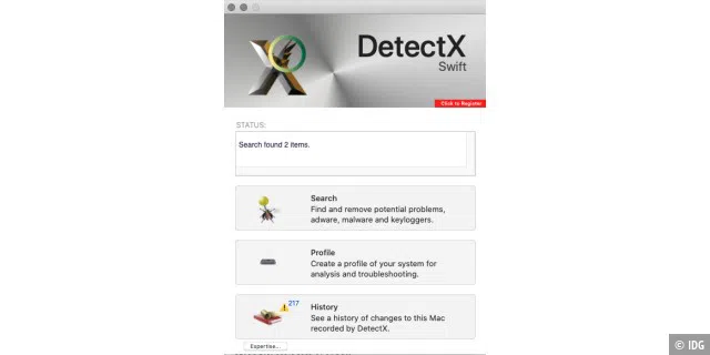Gegen Adware wie Browser-Erweiterungen sind Spezialtools wie DetectX oft erfolgreicher.