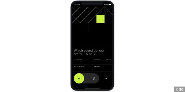 Die Desktop-App SoundID Listen von Sonarworks arbeitet mit der mobilen App SoundID (im Bild) zusammen, mit der Sie ein personalisiertes SoundID-Audioprofil erstellen können.