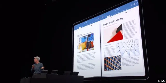 Microsoft Word auf dem iPad auf der WWDC 2019.