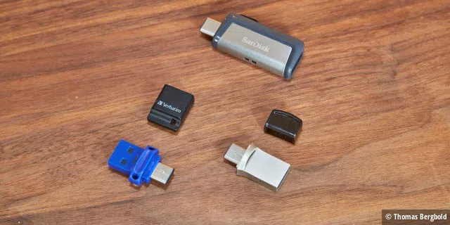Kappe oder Versenken, die USB-C Sticks bieten ganz unterschiedliche Lösung für den Schutz der Schnittstelle. Wobei nur bei Sandisk beide Schnittstellen gleichzeitig geschützt sind.