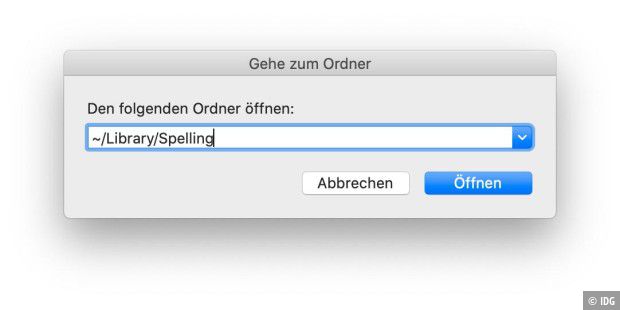Das Benutzerwörterbuch von macOS ist im Library-Ordner des Benutzers abgelegt.