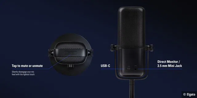Die Mute-Taste auf der Mikrofon-Oberseite funktioniert via Touch.