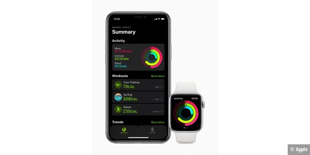 Fitness-App heißt nun die Aktivitäts-App, die Watch kann bei manchen Sportarten genauere Daten liefern.