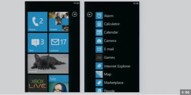 Ein Start-Screen auf dem Windows Phone