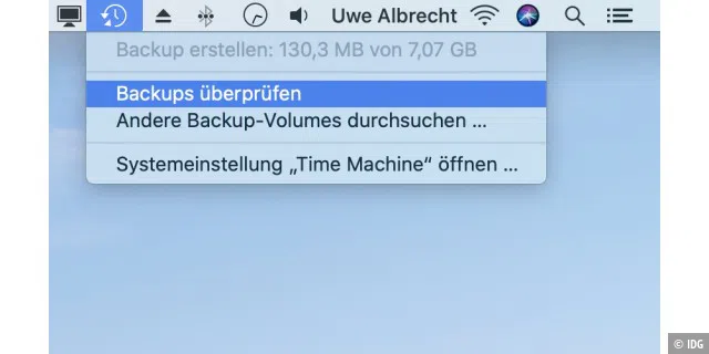 Überprüfen Sie Ihr Time-Machine-Backup am Mac.