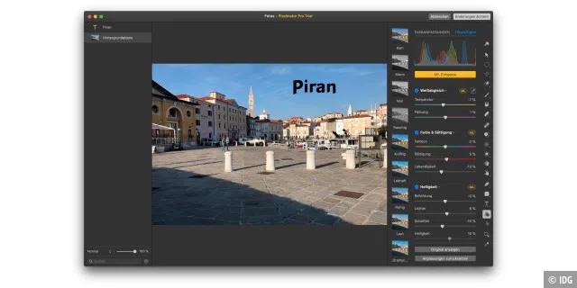 Über „Hinzufügen“ lässt sich in Pixelmator Pro die Anzahl der Werkzeuge zur Bildverbesserung erweitern.