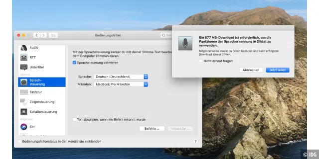Der Mac versteht auch schon Deutsch.