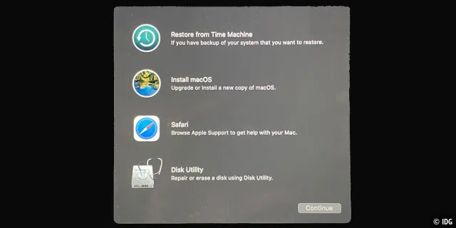 Wählen Sie MacOS installieren, wenn Sie ihre Daten behalten möchten