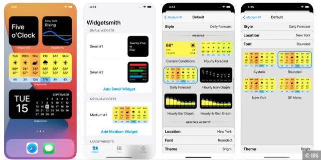 Mit einer Hilfs-App wie Widgetsmith kann man auch eigene Widgets erstellen.