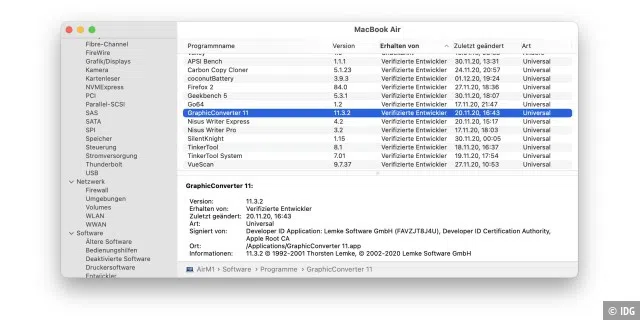 Einige auf dem MacBook Air installierten Anwendungen von Drittherstellern sind schon Universal Binaries.