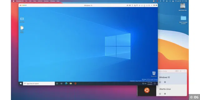 Windows 10 für ARM läuft in einem Fenster auf Parallels 16.