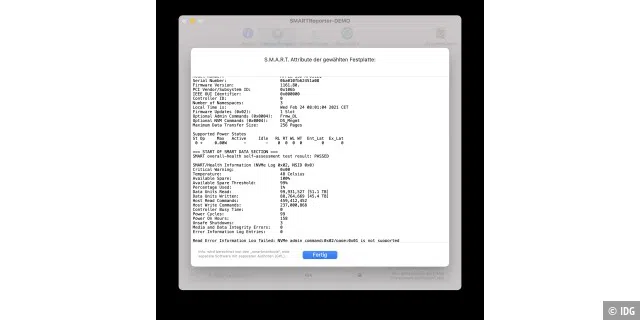 SMART-Report eines Macbook Pro M1 mit 8 GB geteiltem Speicher - erschreckend hohe Schreibraten seit November.