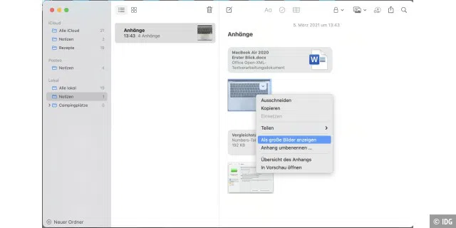 Eine Notiz kann auch mehrere unterschiedliche Dateien aufnehmen.