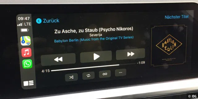 Apple Music unter Carplay auf dem Control-Display des BMW M340i.