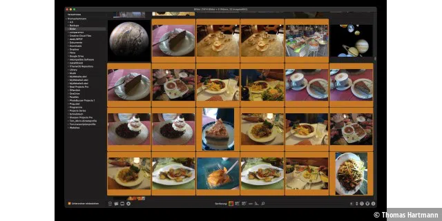 Recht beeindruckend, wie die App Bilder nach Farbe und Motiv sortiert. Hier wird Food Porn zuverlässig erkannt und gleich gelöscht.