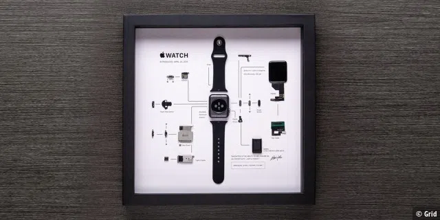 Eine zerlegte Apple Watch für die Wand.