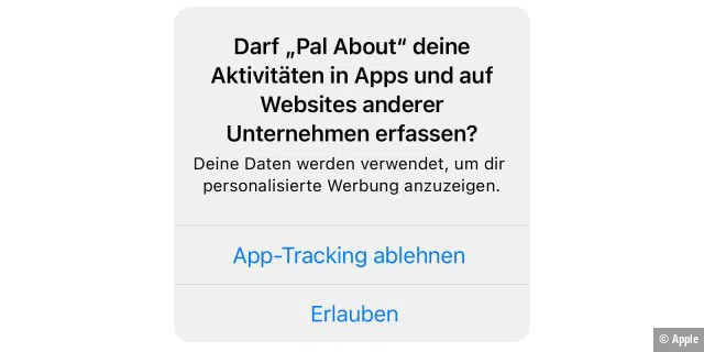 Bein erstmaligen Öffnen einer App können Sie unter iOS auswählen, ob Sie ihre Daten teilen möchten.