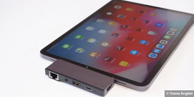 Das LMP USB-C Tablet Dock Pro deckt die nötigsten Anschlüsse in einem kompakten Gehäuse ab.