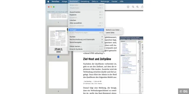 Seiten aus PDFs löschen oder zu PDFs mit der Vorschau in macOS hinzufügen.