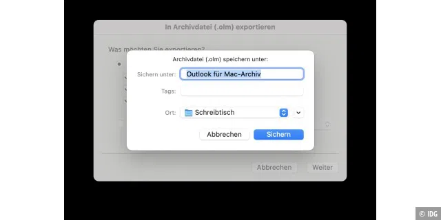 Mac-Archive werden als OLM-Datei abgelegt.