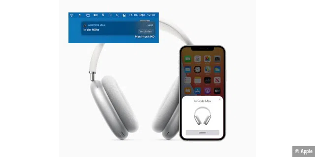 Sehr überzeugend ist das Verbinden der Airpods Max mit einem Abspieler wie dem iPhone, iPad oder Mac gelöst. Beim Aufsetzen der Airpods Max poppt ein Dialog auf, ob man sich mit dem Apple-Gerät verbinden möchte. Das ist genial einfach und erspart einen den Gang in die Tiefen der Bluetooth Einstellungen.