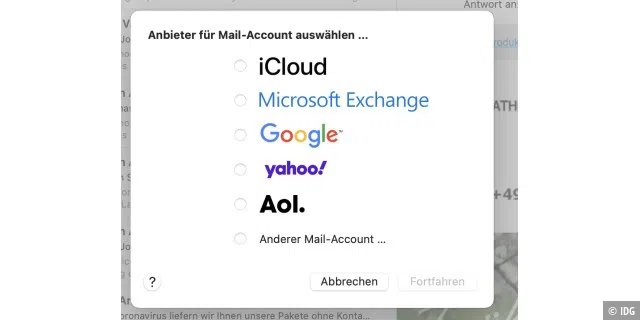 Accounts manuell in Apple Mail steuern.