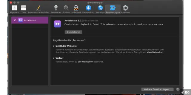 Accelerate for Safari auf dem Mac aktivieren