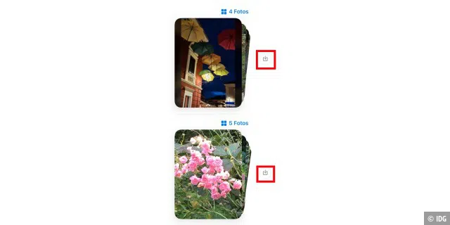 Mehrere Fotos in einer Nachricht erscheinen in macOS Monterey als Stapel, und es gibt ein Symbol, um die Bilder in Fotos zu speichern.