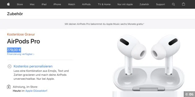 Bei Apple kosten die AirPods Pro 279 Euro – im O2-Deal mit dem iPhone 13 nehmen Sie die Kopfhörer kostenlos zum Vertrag mit.