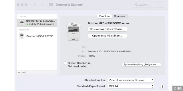 Drucker in macOS für andere Macs und Windows-PCs freigeben.