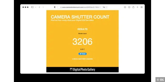 Mit dem Online-Tool CameraShutterCount.com können Sie die Auslösungen verschiedener KAmeramodelle ermittel.