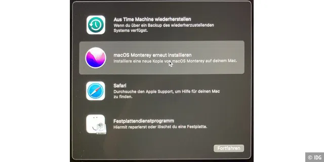 Das macOS lässt sich bei Problemen erneut installieren, die vorhandenen Anwenderdaten werden dabei nicht gelöscht.