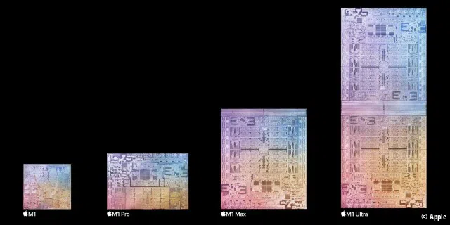 Der M1 Ultra ist im Grunde ein Zusammenschluss aus zwei M1-Max-Chips.