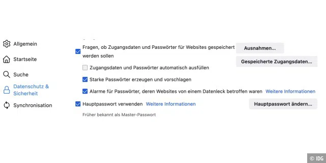 Die Einstellungen für die Passwortverwaltung findet man auf dem Mac in den Einstellungen des Browsers.