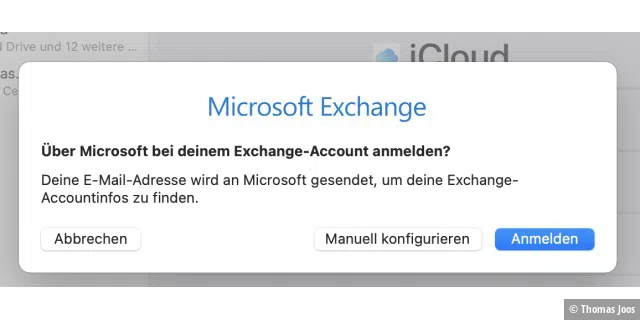 Exchange Online in Microsoft 365 kann mit Apple Mail synchronisiert werden.