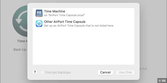 Es wäre toll, wenn es eine Option zur Auswahl eines iCloud-Laufwerks in Time Machine gäbe.