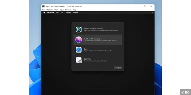 Installieren von macOS Monterey in VirtualBox auf einem Windows-Rechner.