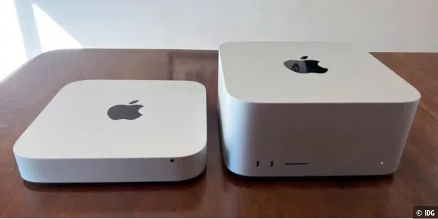 Man muss nicht lange suchen, um zu erkennen, woher der Mac Mini, links, seinen Namen hat.