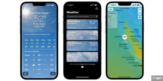 Wetter-App unter iOS.
