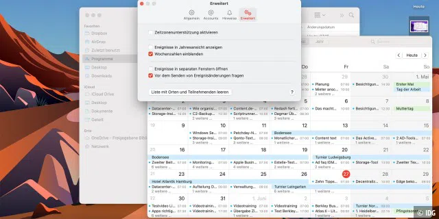 Einblenden der Kalenderwochen im Kalender von macOS