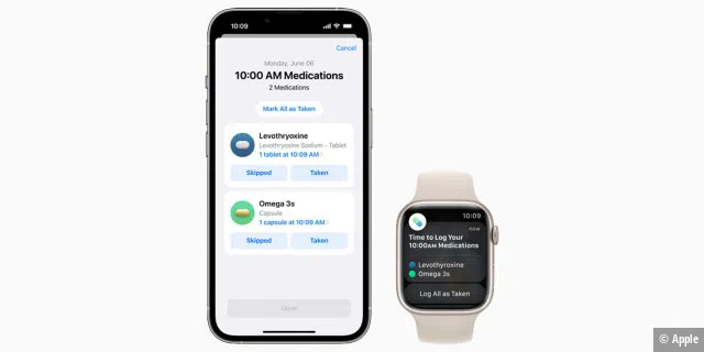 Neue Medikamente-App in watchOS 9 und iOS 16