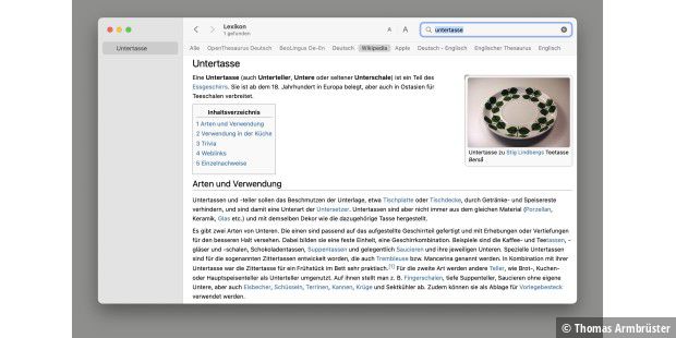 Mit dem Lexikon lässt sich Wikipedia wie mit einem Browser durchsuchen.