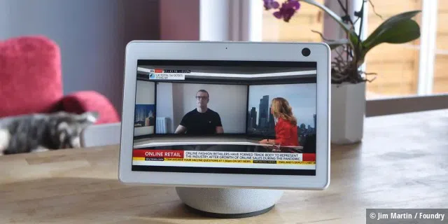Der Echo Show 10 hat einen Bildschirm, der mit einem Lautsprecher verbunden ist. Apple könnte etwas Ähnliches mit dem Homepod machen.
